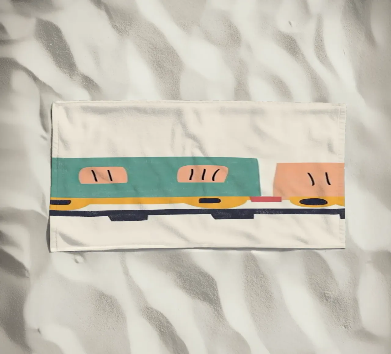 Treno colorato telo mare da Little Art Lab