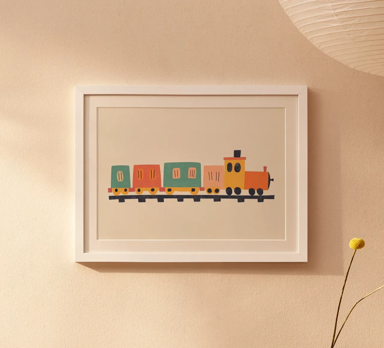 Colourful train poster by Little Art Lab