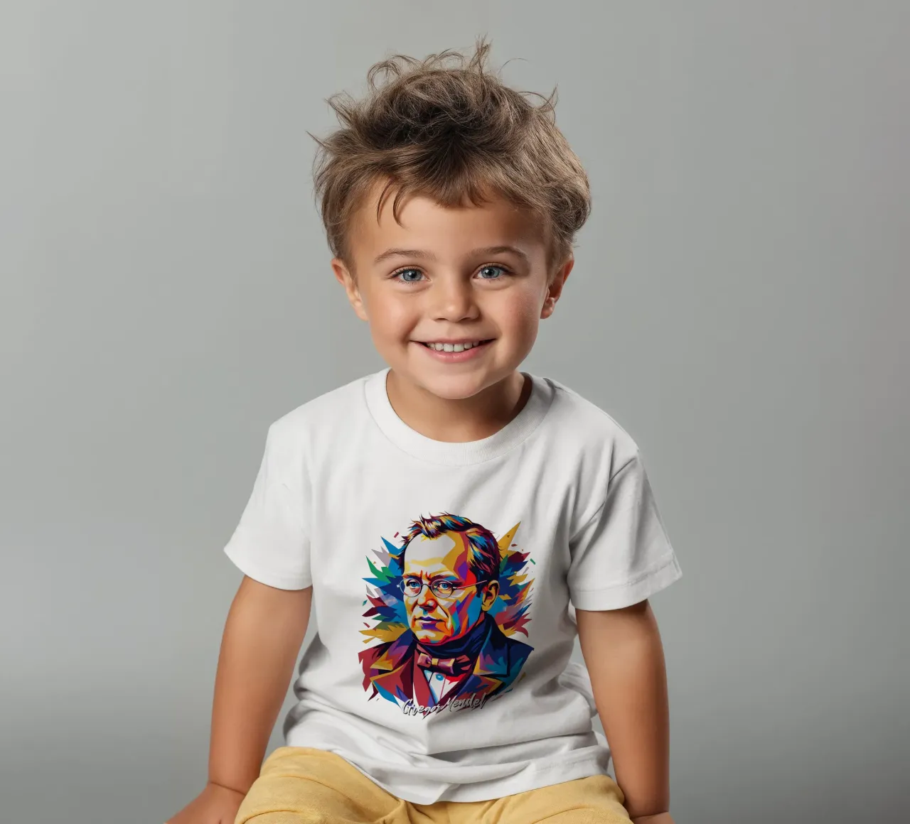 Gregor Mendel in WPAP Pop Art t-shirt bambini da vectorartnesia