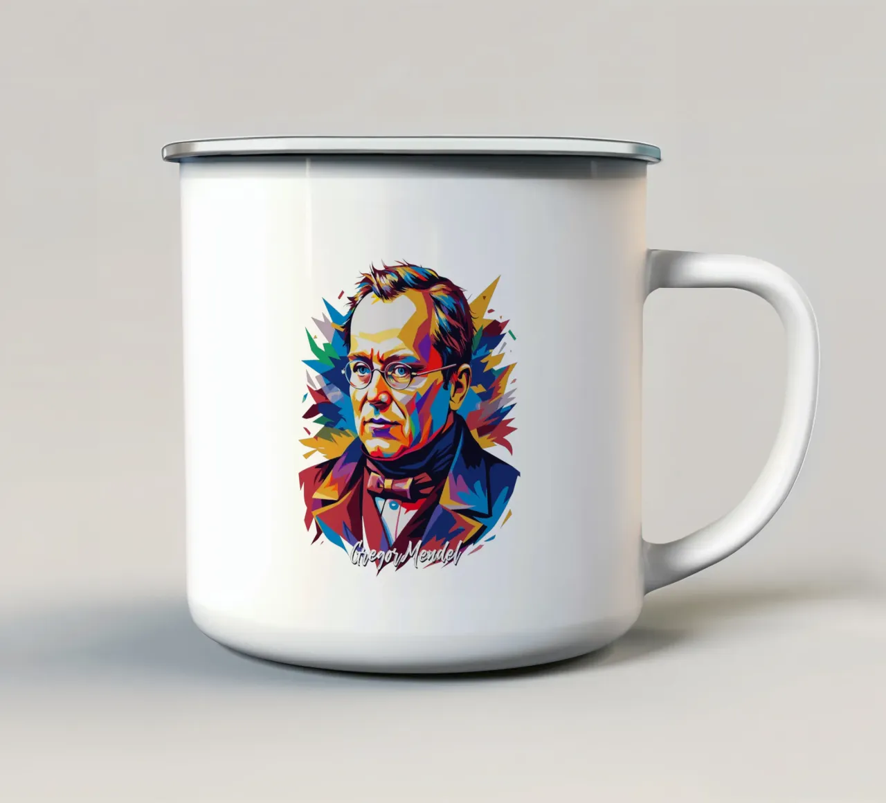 Gregor Mendel in WPAP Pop Art tazza in smalto da vectorartnesia