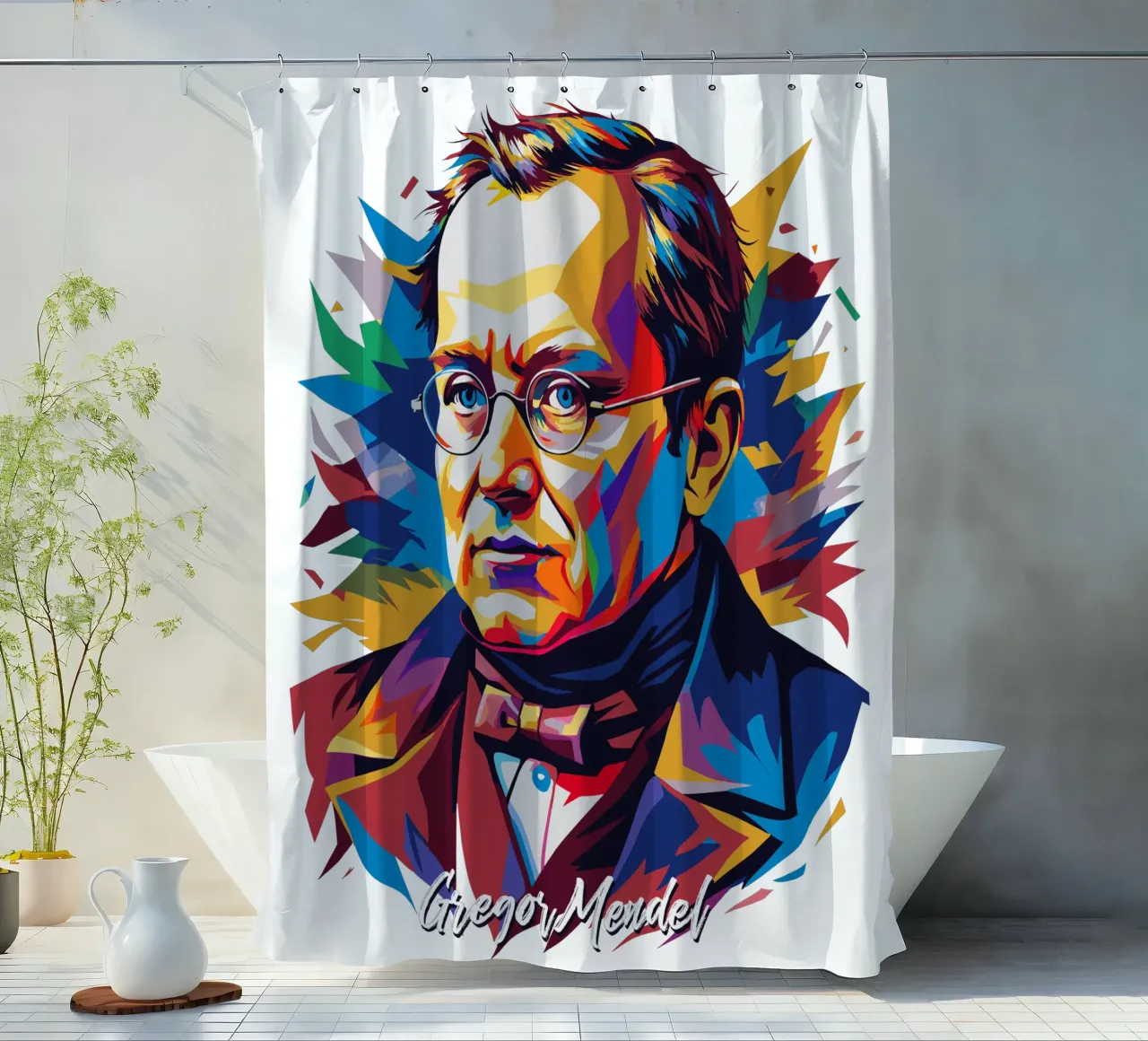 Gregor Mendel in WPAP Pop Art tenda da doccia da vectorartnesia