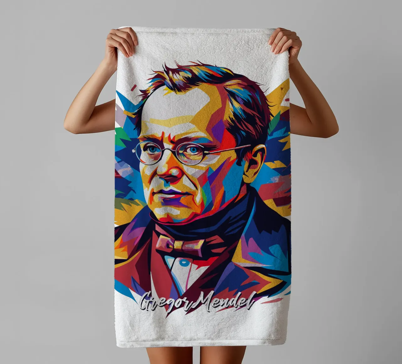 Gregor Mendel in WPAP Pop Art asciugamano da bagno da vectorartnesia
