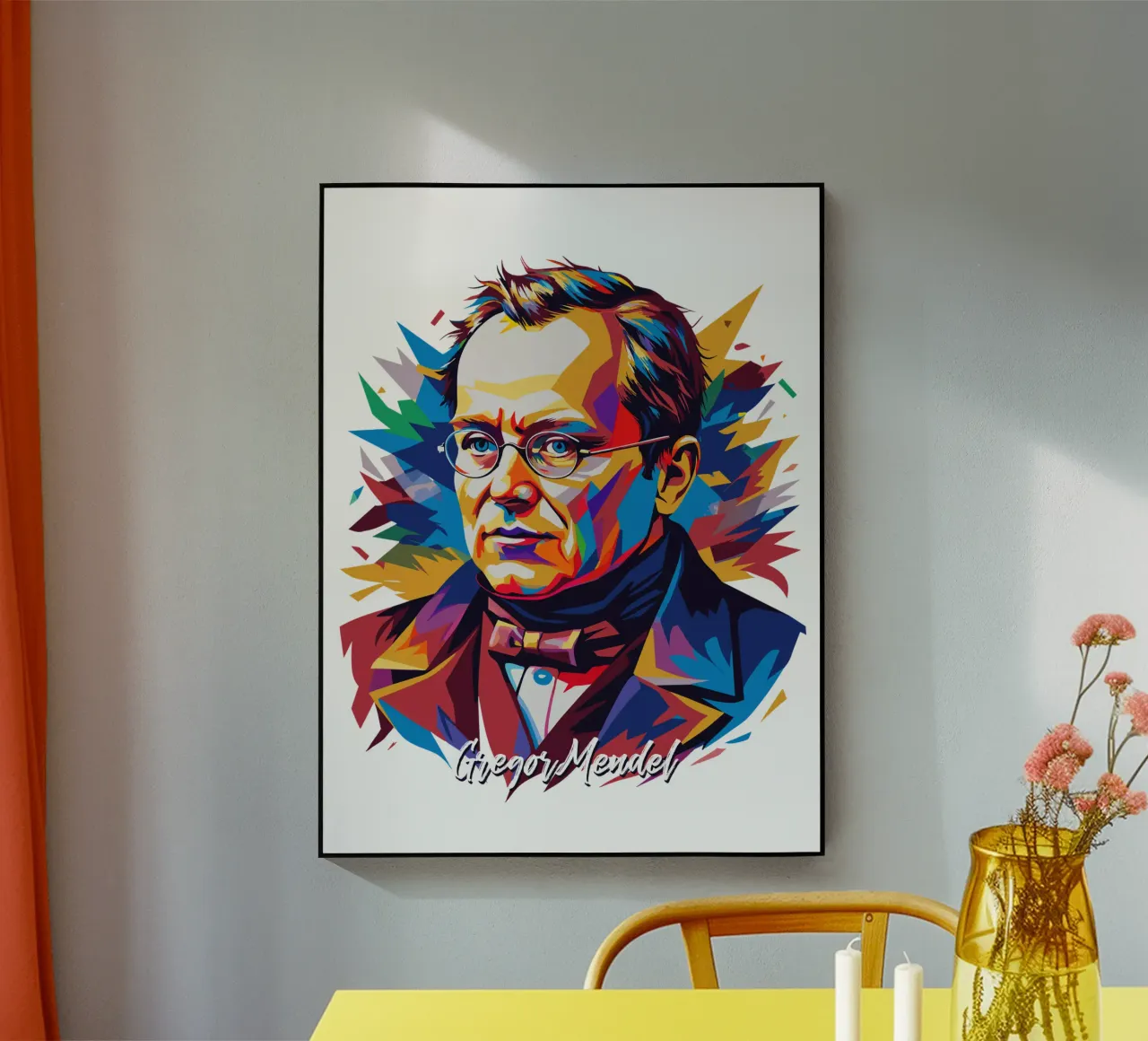 Gregor Mendel in WPAP Pop Art plexiglass da vectorartnesia