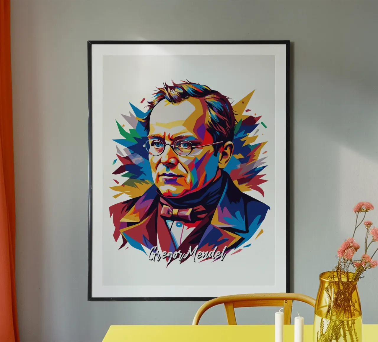 Gregor Mendel in WPAP Pop Art carta hahnemühle da vectorartnesia