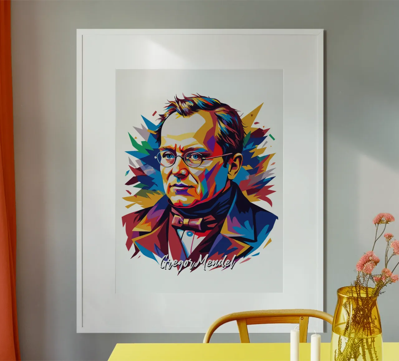 Gregor Mendel in WPAP Pop Art carta hahnemühle da vectorartnesia
