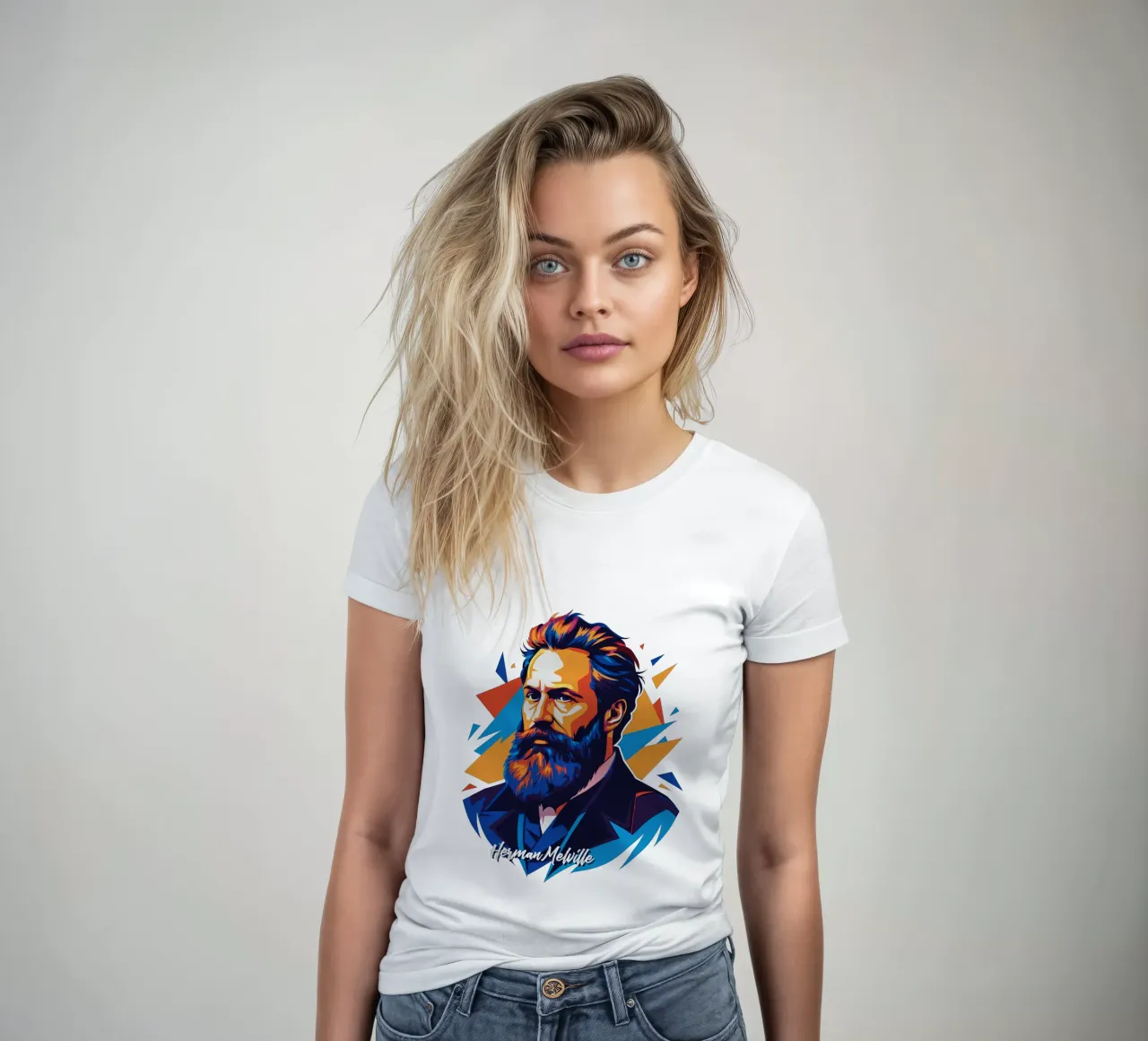 Herman Melville in WPAP Pop Art t-shirt ajusté pour femmes de vectorartnesia