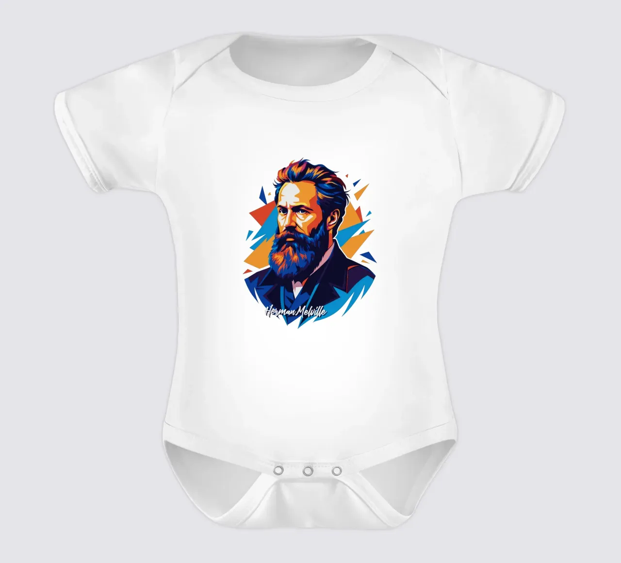 Herman Melville in WPAP Pop Art body neonato maniche corte da vectorartnesia