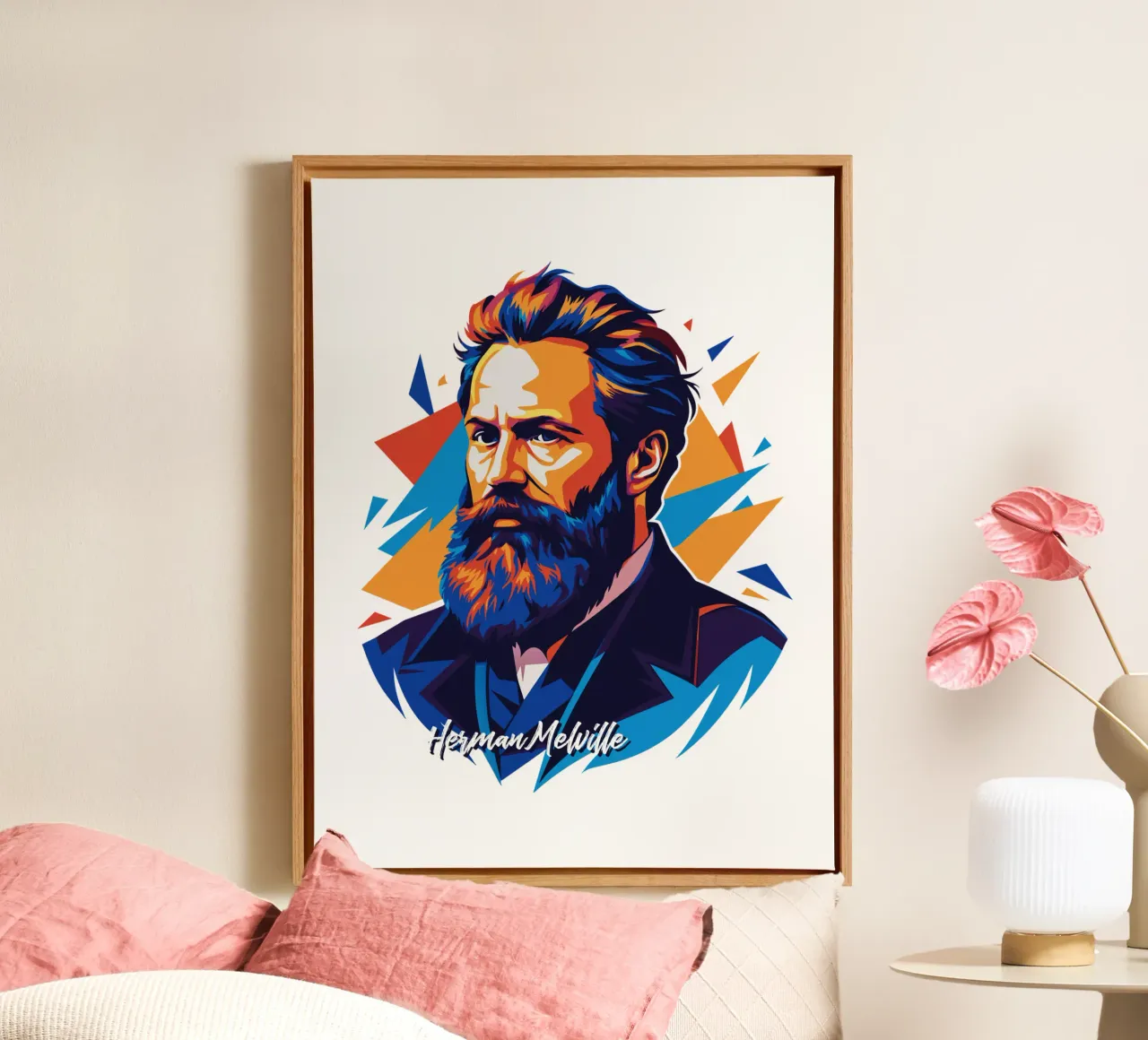 Herman Melville in WPAP Pop Art tela con Cornice a cassetta da vectorartnesia