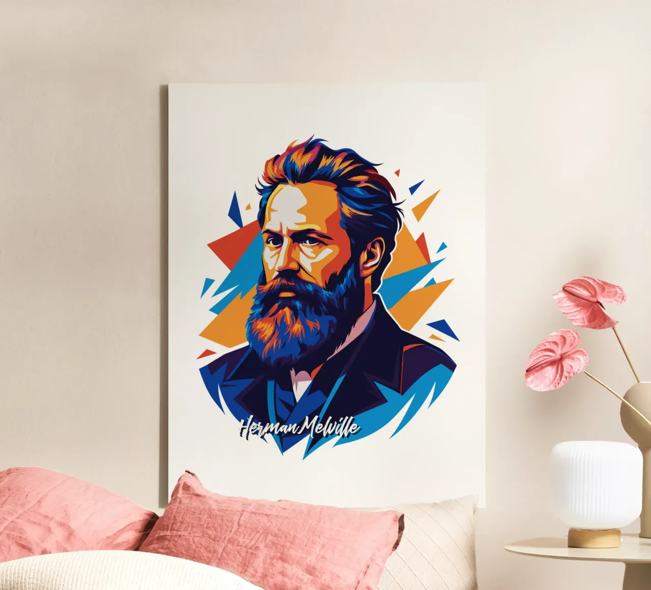 Herman Melville in WPAP Pop Art tela con Cornice a cassetta da vectorartnesia