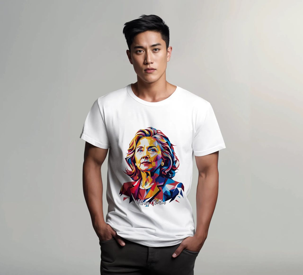 Hillary Clinton in WPAP Pop Art t-shirt da vectorartnesia