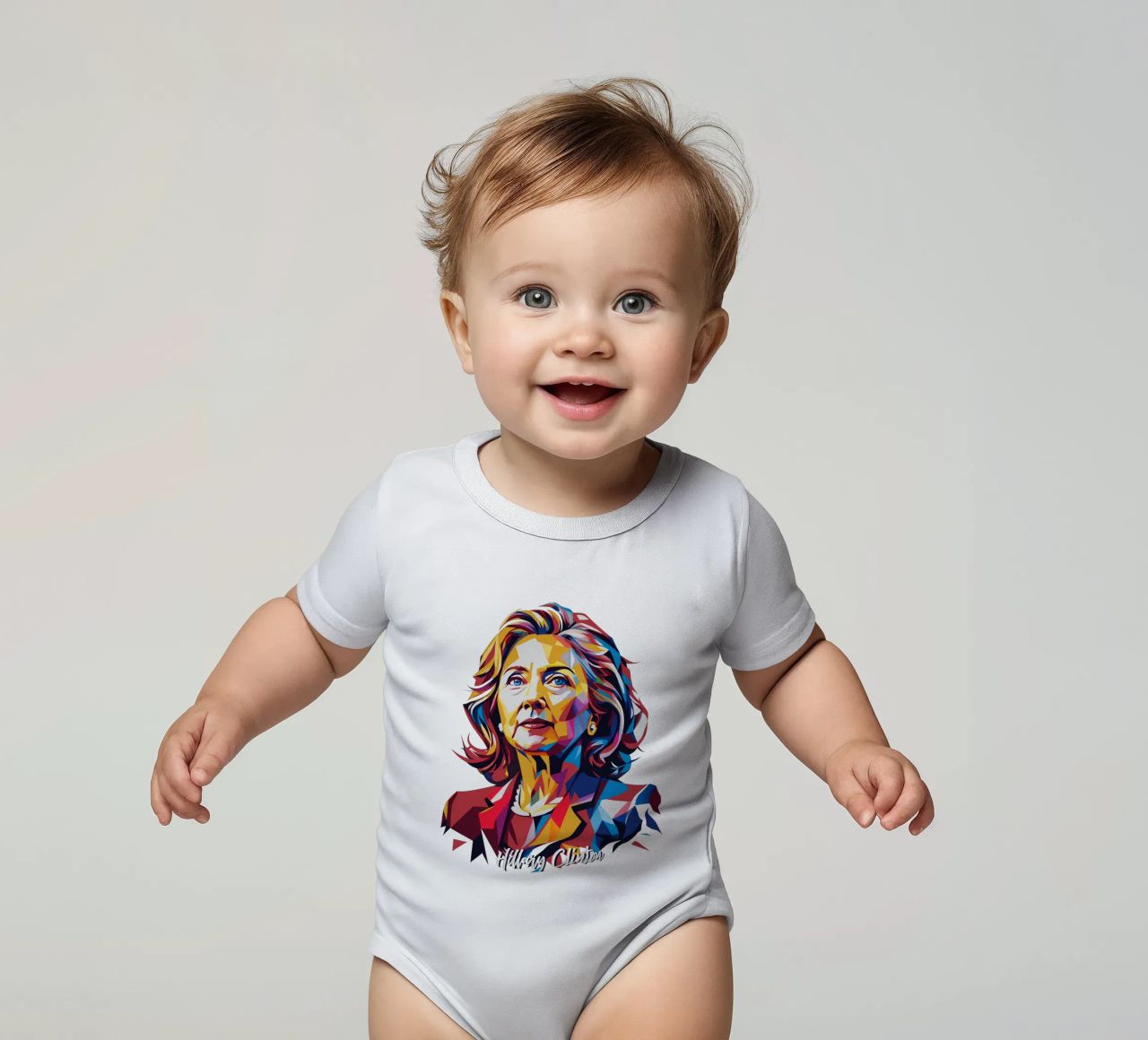 Hillary Clinton in WPAP Pop Art body neonato maniche corte da vectorartnesia