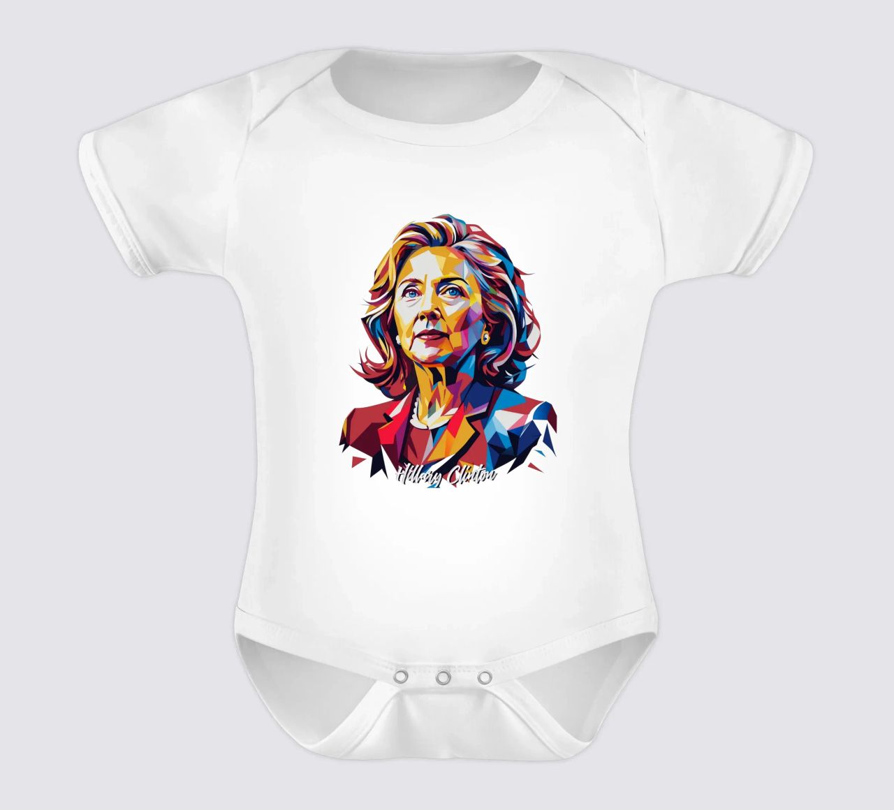Hillary Clinton in WPAP Pop Art body neonato maniche corte da vectorartnesia