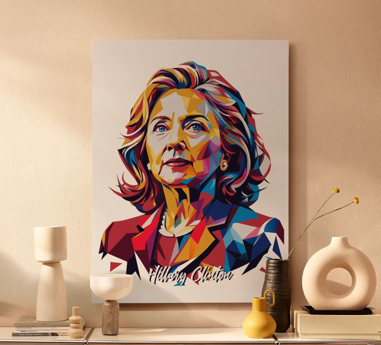 Hillary Clinton in WPAP Pop Art alluminio dibond da vectorartnesia