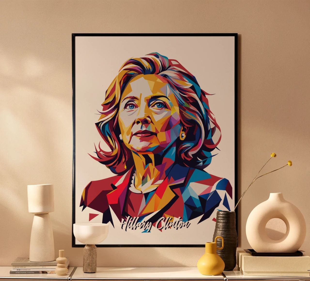 Hillary Clinton in WPAP Pop Art carta hahnemühle da vectorartnesia