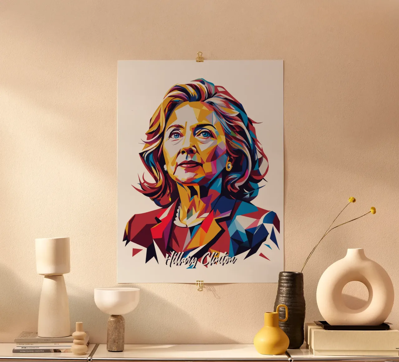 Hillary Clinton in WPAP Pop Art poster da vectorartnesia