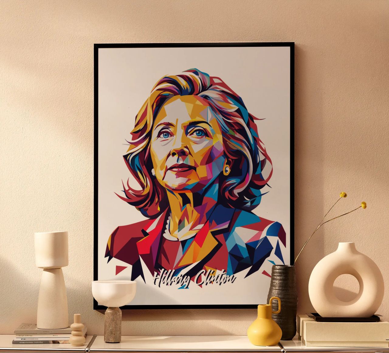 Hillary Clinton in WPAP Pop Art carta hahnemühle da vectorartnesia