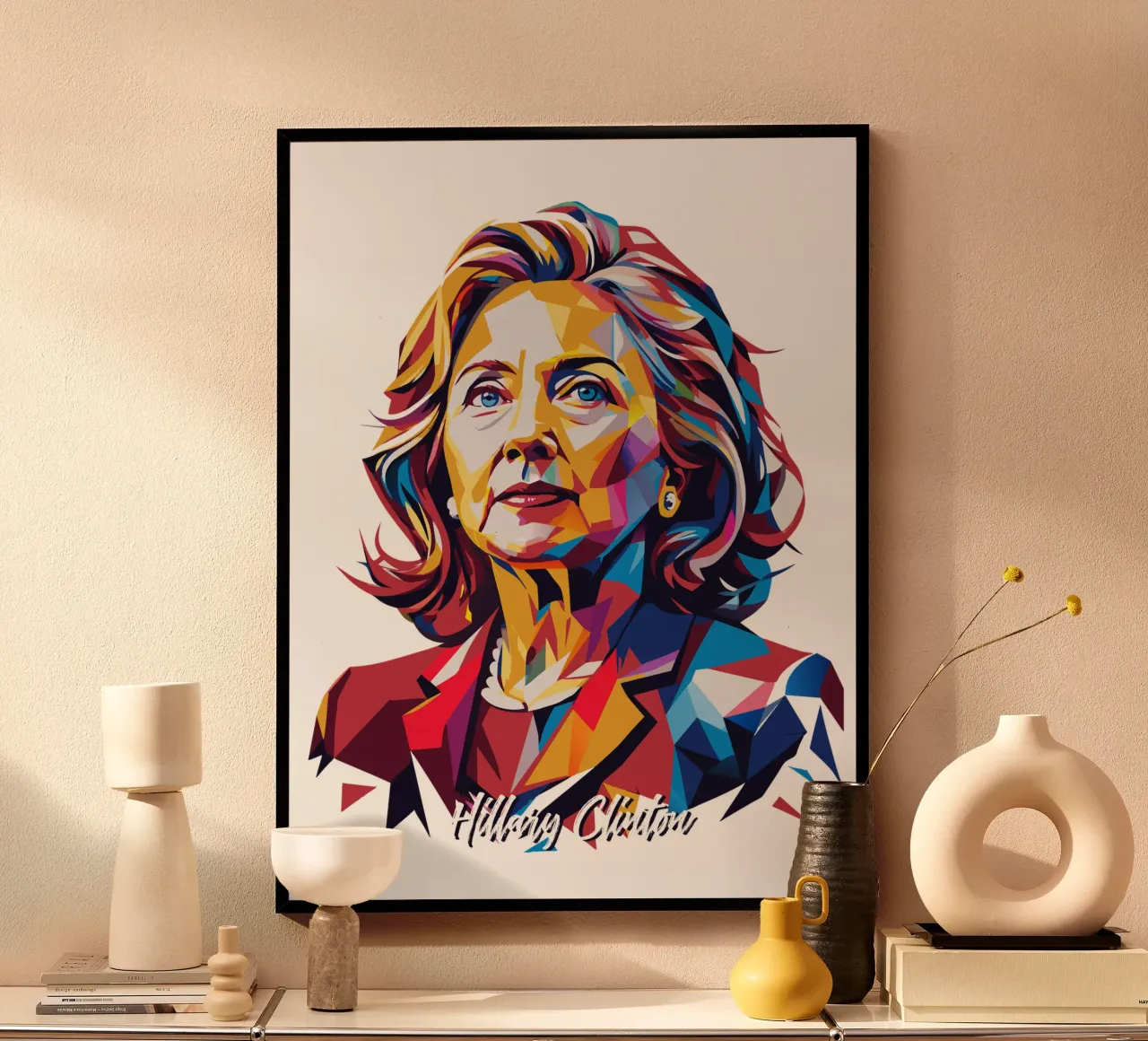 Hillary Clinton in WPAP Pop Art carta hahnemühle da vectorartnesia