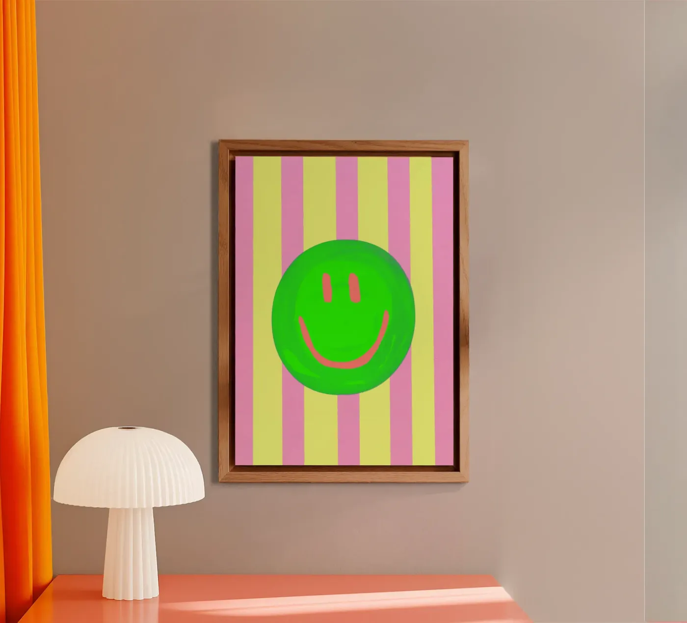 Smiley Face, Modern, Stripes, Pastel, Summer, Handmade forex plate by Art House