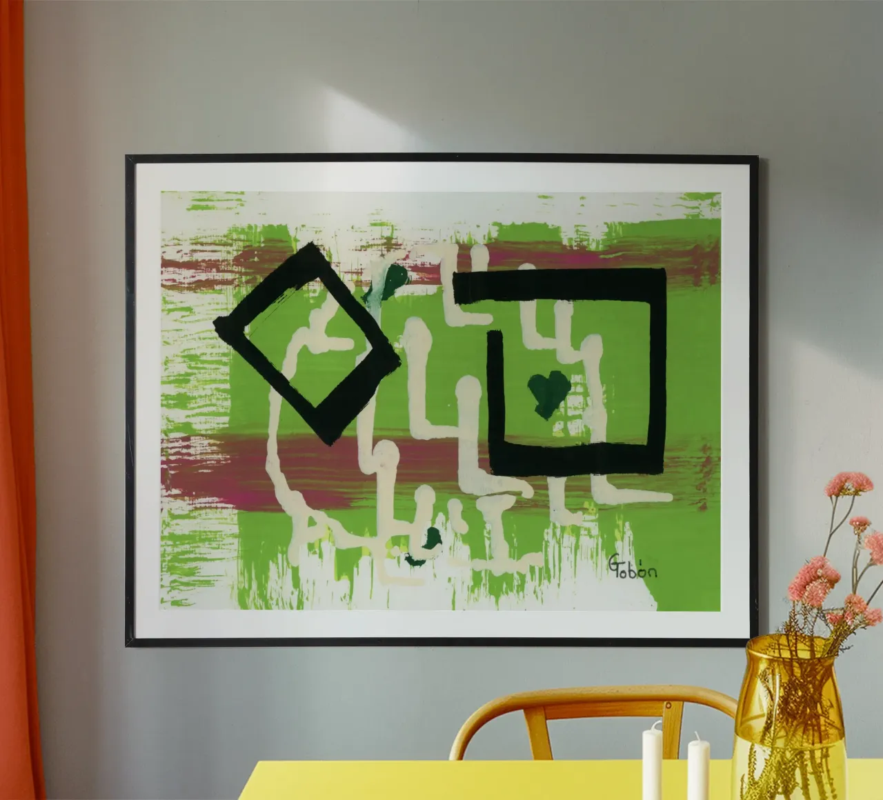 Cuore verde poster con telaio in alluminio da gtobonart