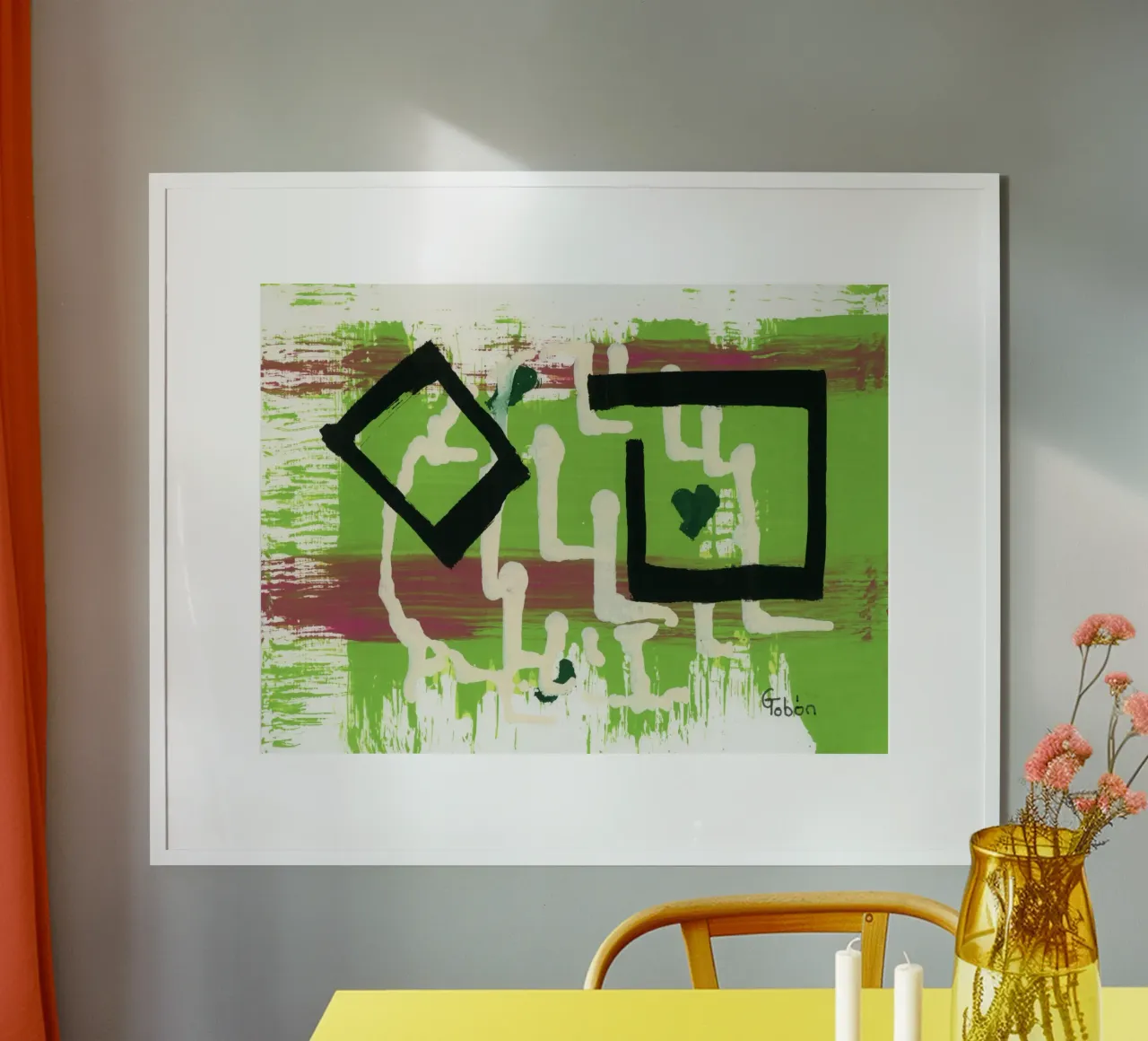 Cuore verde poster con telaio in alluminio da gtobonart