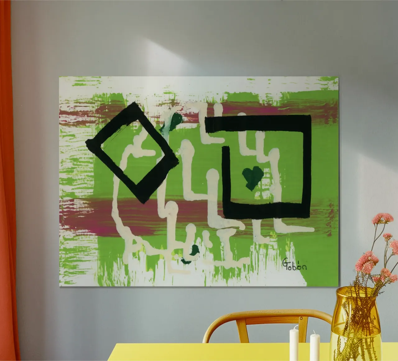 Cuore verde poster con telaio in alluminio da gtobonart