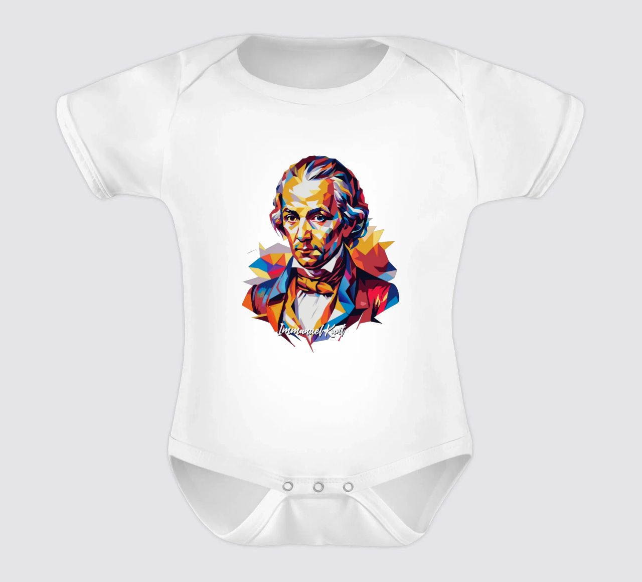 Immanuel Kant in WPAP Pop Art body neonato maniche corte da vectorartnesia