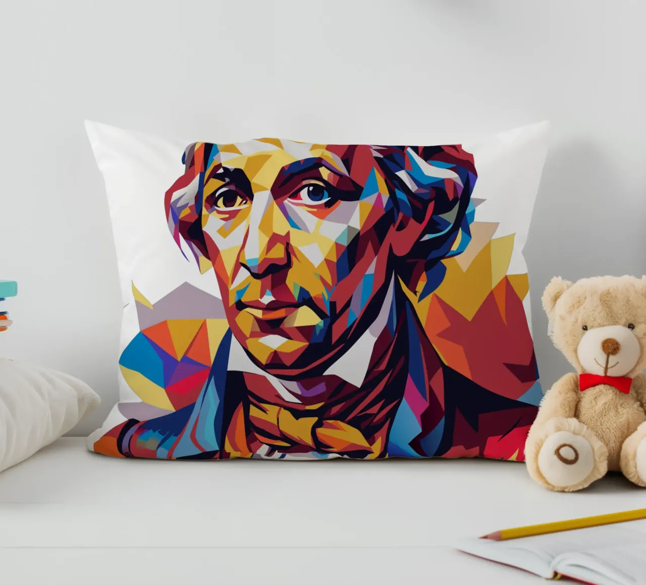 Immanuel Kant in WPAP Pop Art Kissen von vectorartnesia