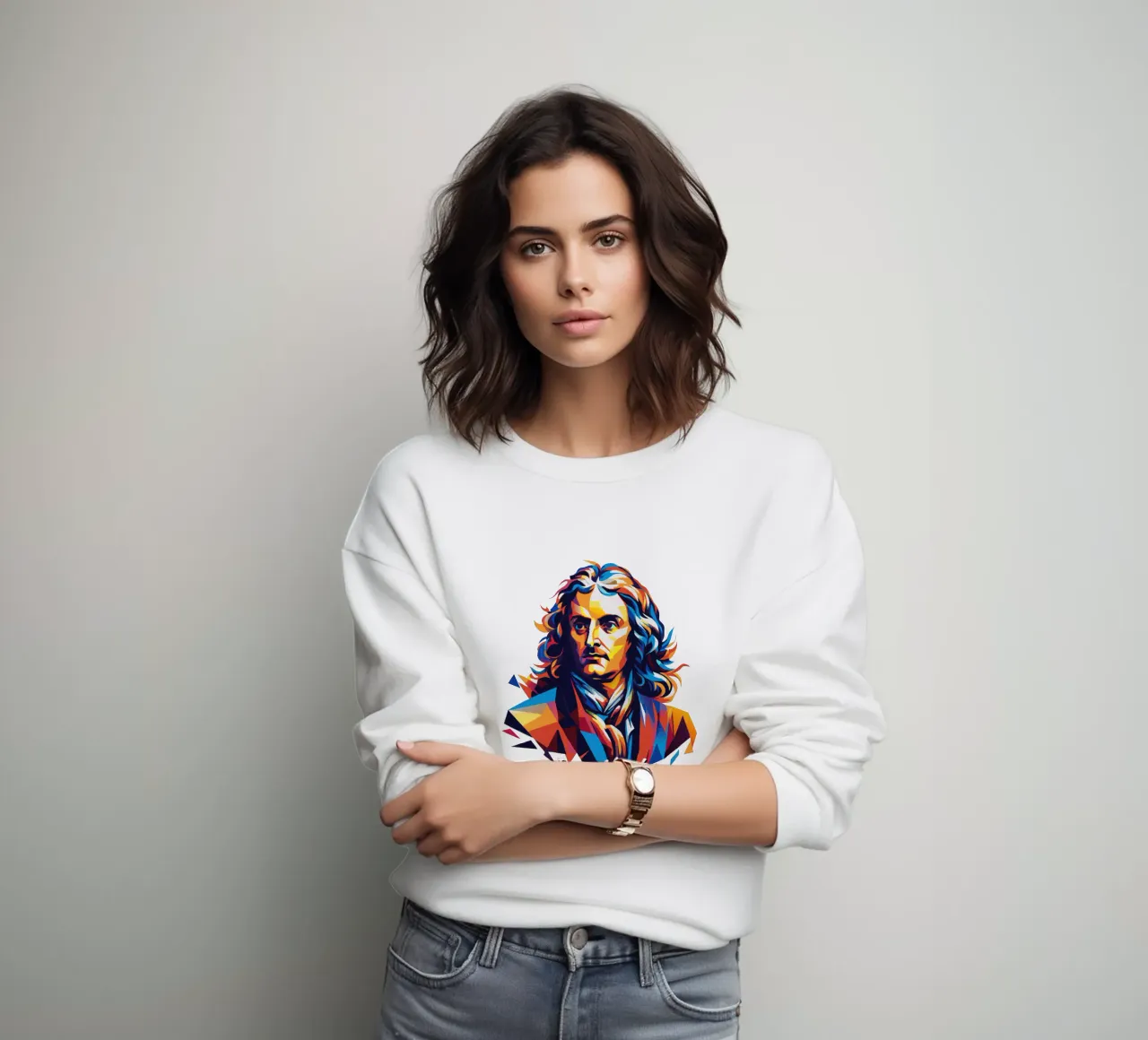 Isaac Newton in WPAP Pop Art Sweatshirt von vectorartnesia