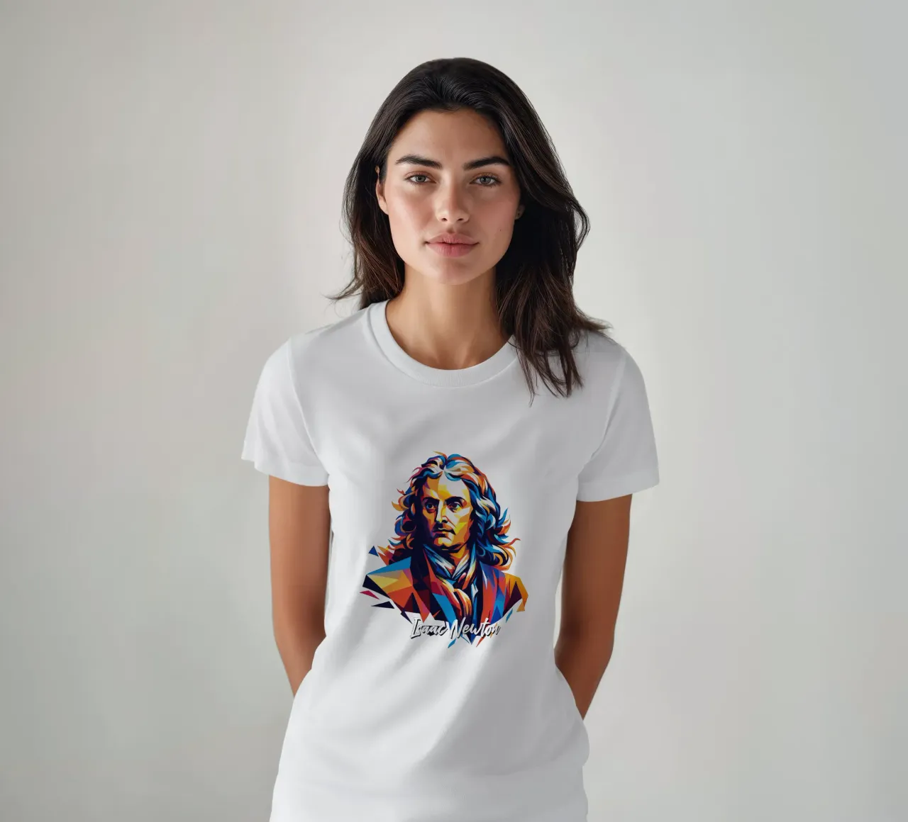 Isaac Newton in WPAP Pop Art T-Shirt von vectorartnesia