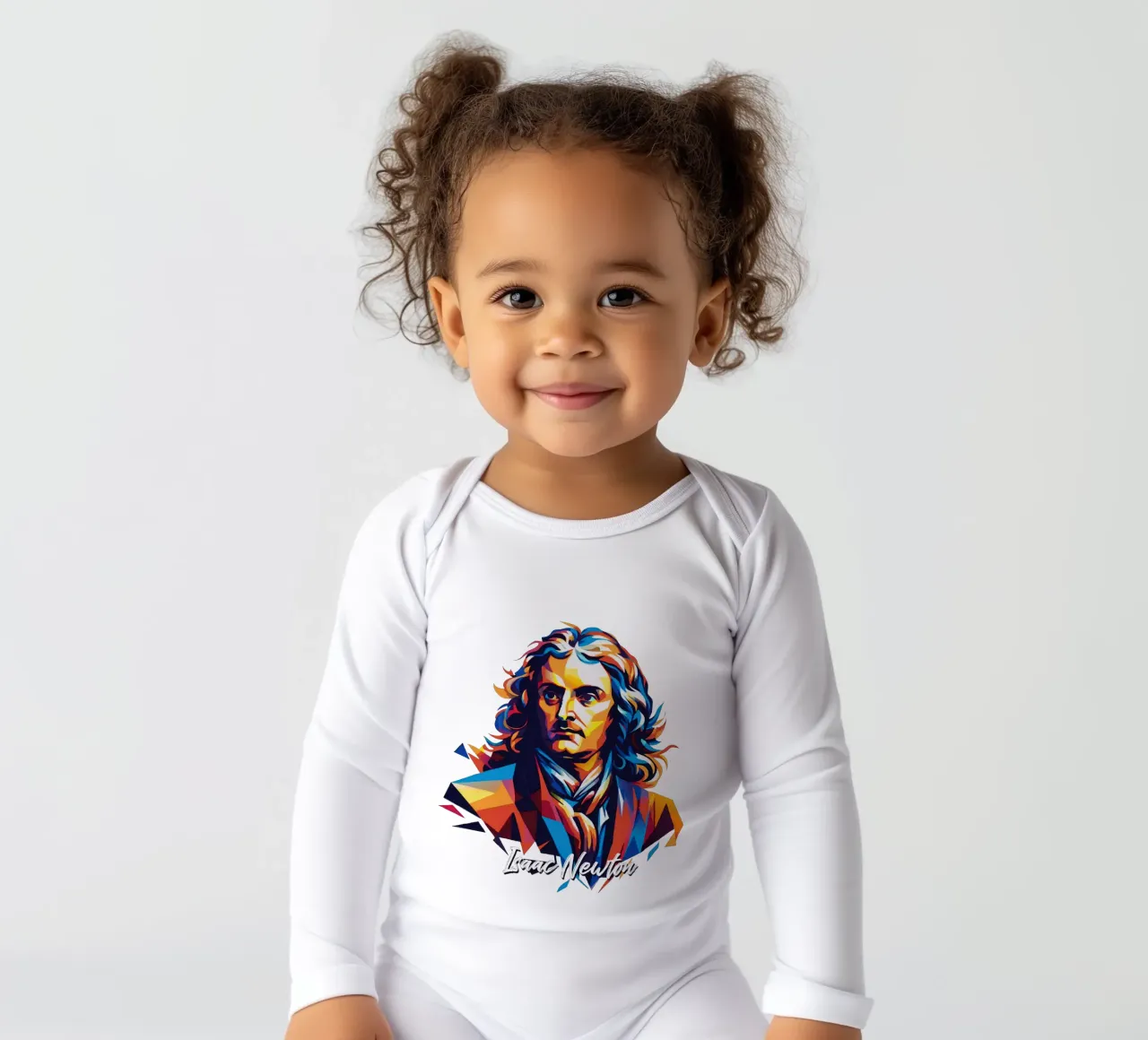 Isaac Newton in WPAP Pop Art body neonato maniche lunghe da vectorartnesia
