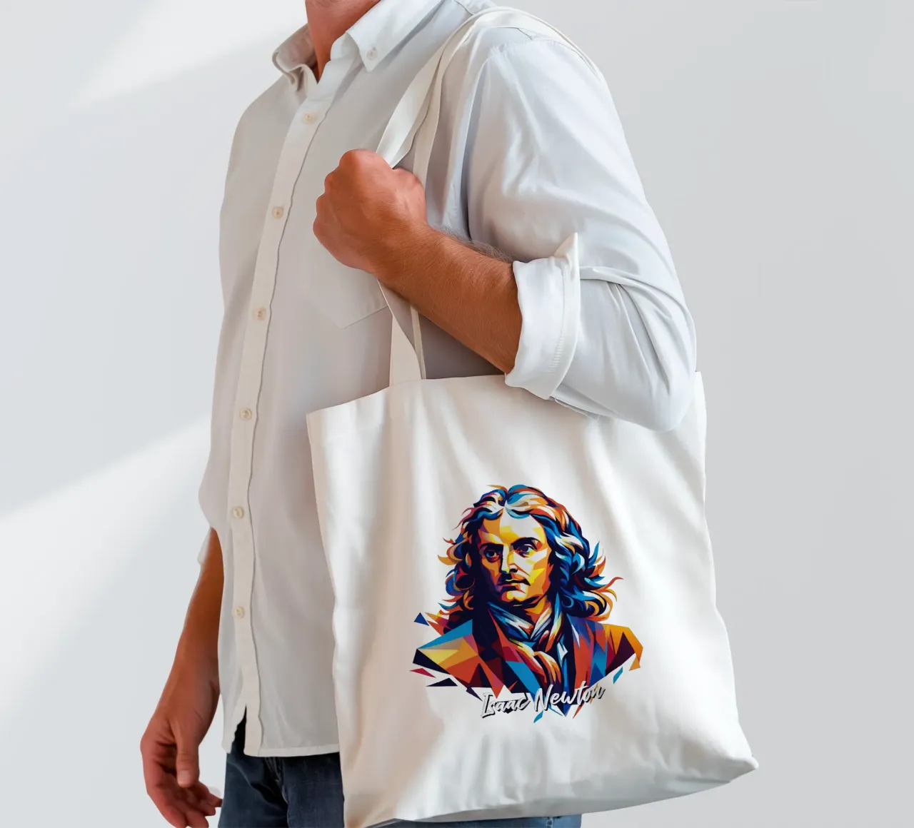 Isaac Newton in WPAP Pop Art Jutebeutel von vectorartnesia