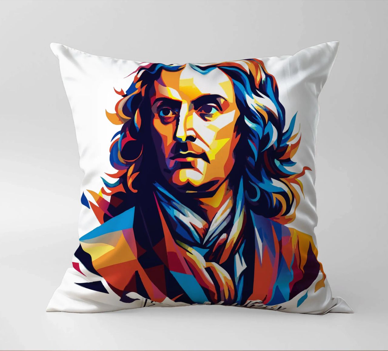 Isaac Newton in WPAP Pop Art cuscino da vectorartnesia