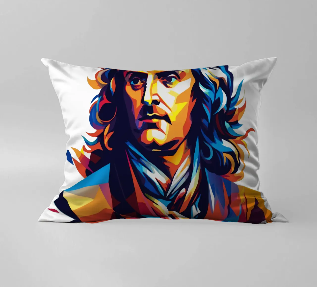 Isaac Newton in WPAP Pop Art Kissen von vectorartnesia