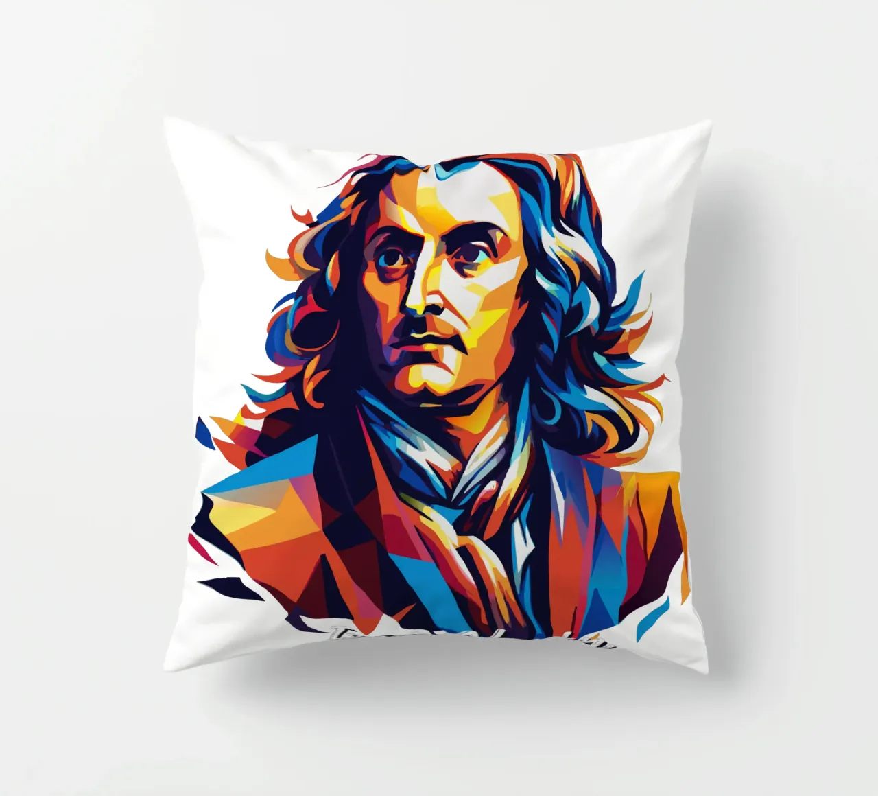 Isaac Newton in WPAP Pop Art Kissen von vectorartnesia