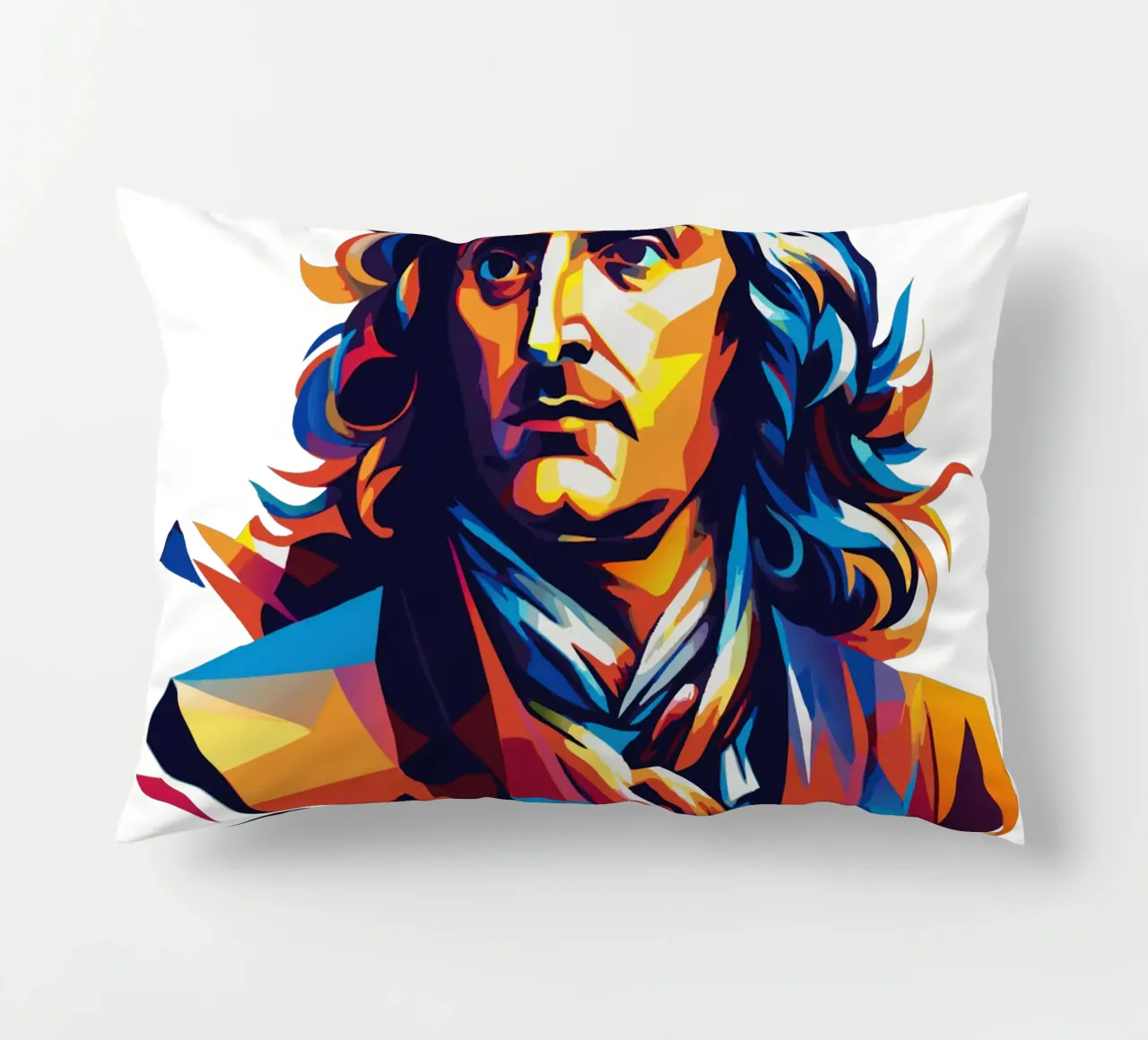Isaac Newton in WPAP Pop Art Kissen von vectorartnesia