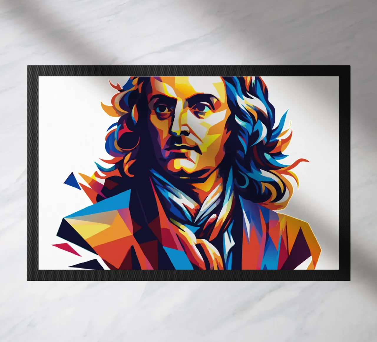 Isaac Newton in WPAP Pop Art Fußmatte von vectorartnesia