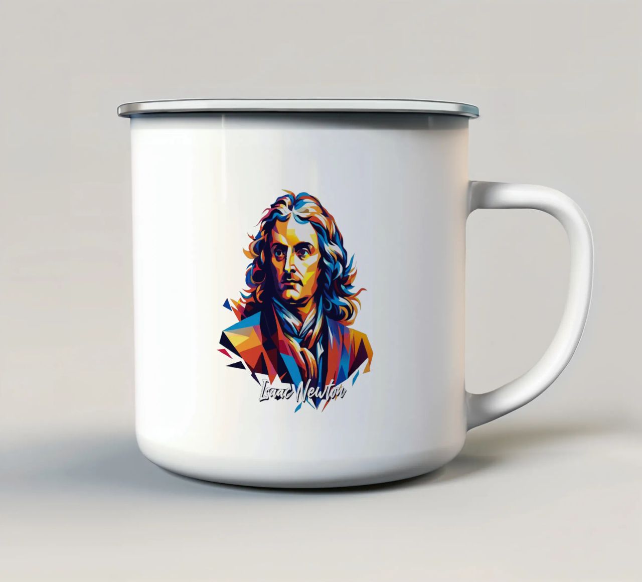 Isaac Newton in WPAP Pop Art tazza in smalto da vectorartnesia