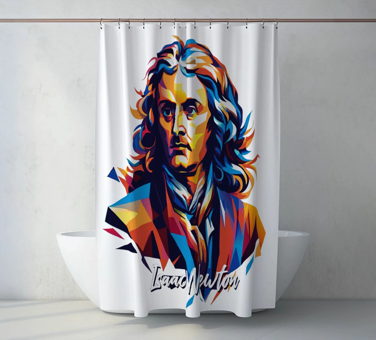 Isaac Newton in WPAP Pop Art tenda da doccia da vectorartnesia
