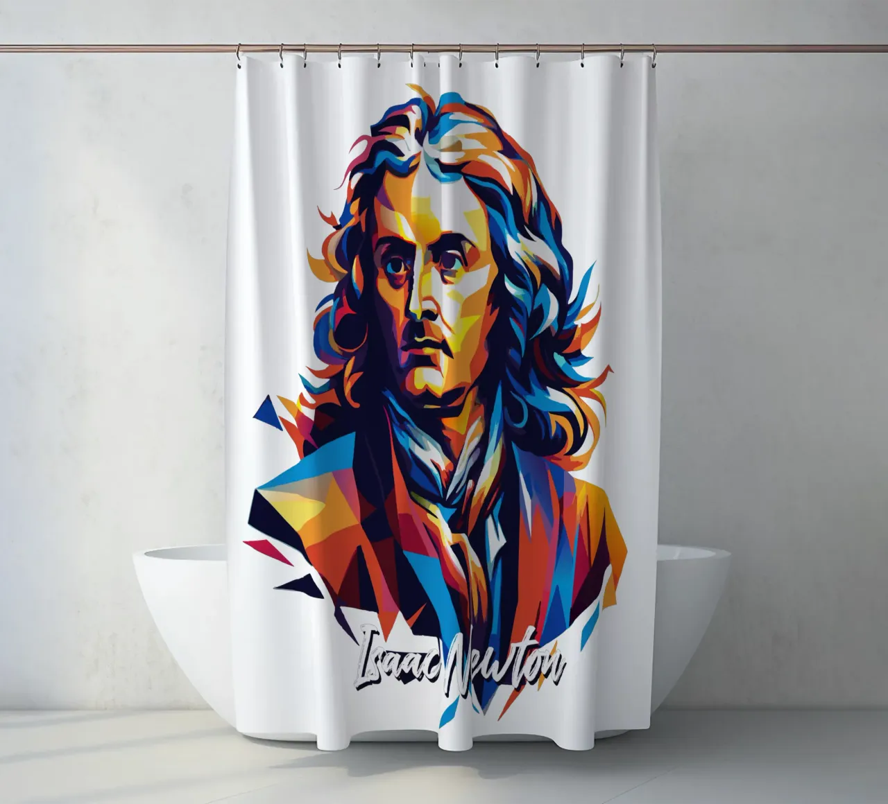 Isaac Newton in WPAP Pop Art tenda da doccia da vectorartnesia