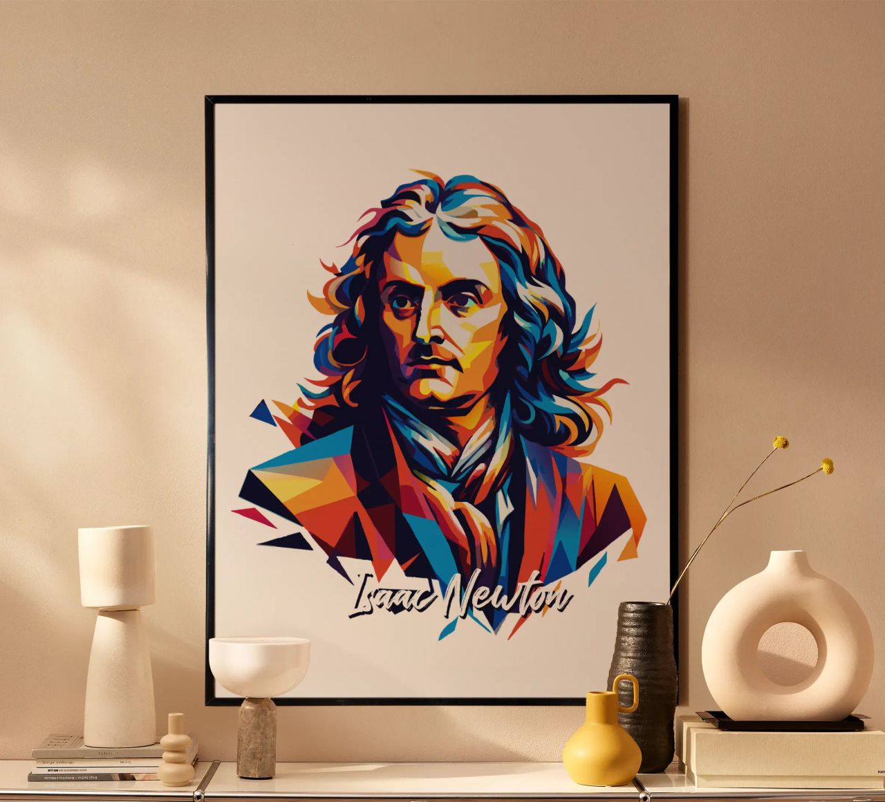 Isaac Newton in WPAP Pop Art poster da vectorartnesia
