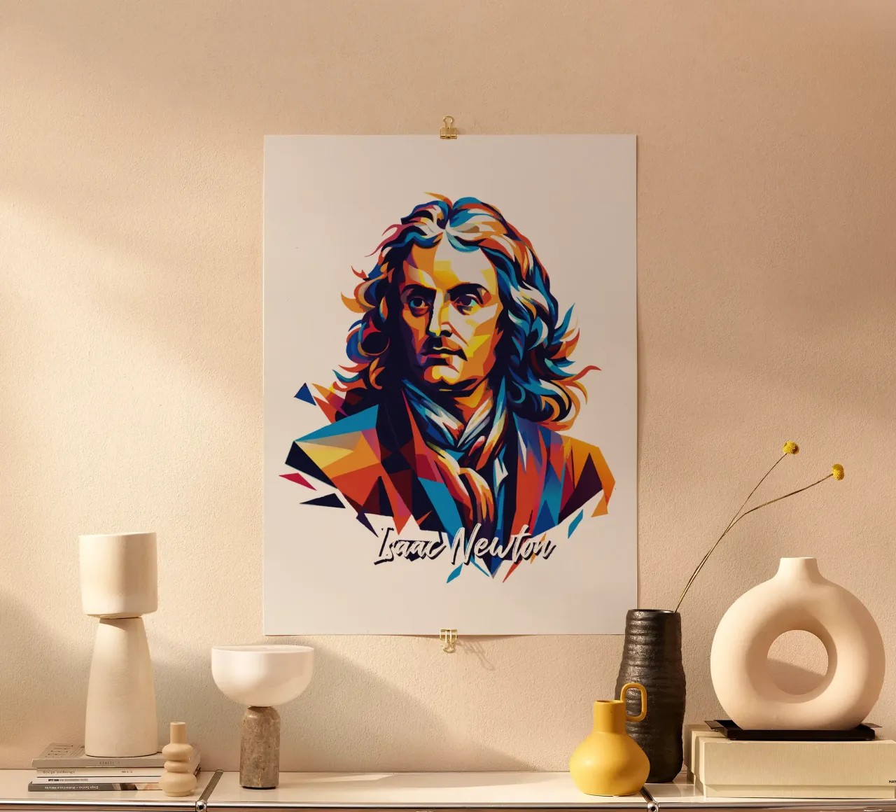 Isaac Newton in WPAP Pop Art Poster von vectorartnesia