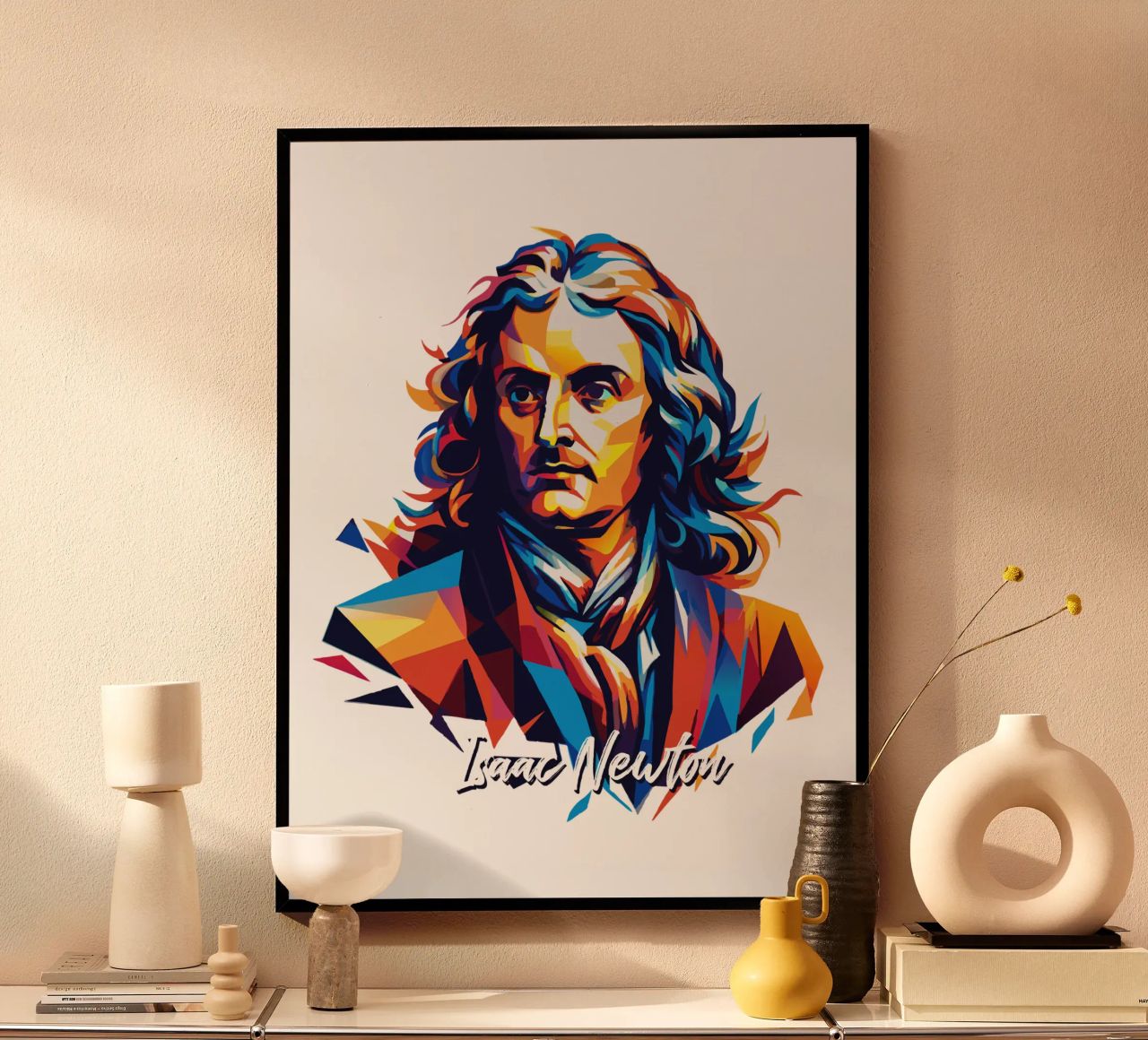 Isaac Newton in WPAP Pop Art poster da vectorartnesia