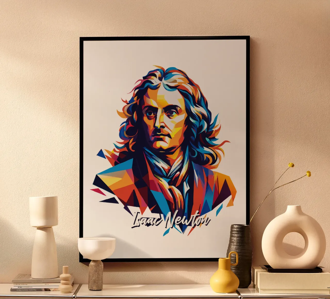 Isaac Newton in WPAP Pop Art carta hahnemühle da vectorartnesia