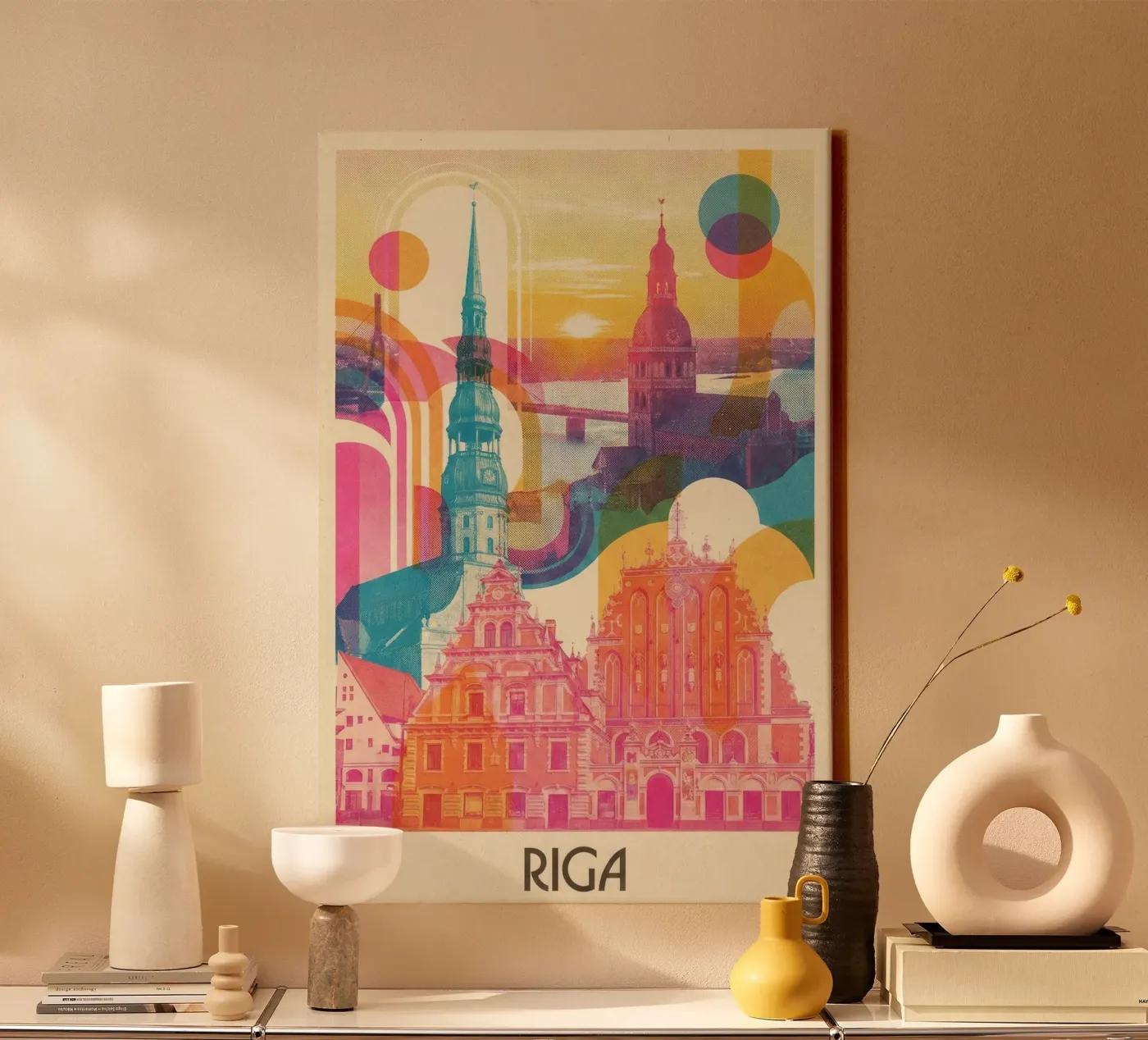 Riga Vintage Art Déco tela da CityArtPoster