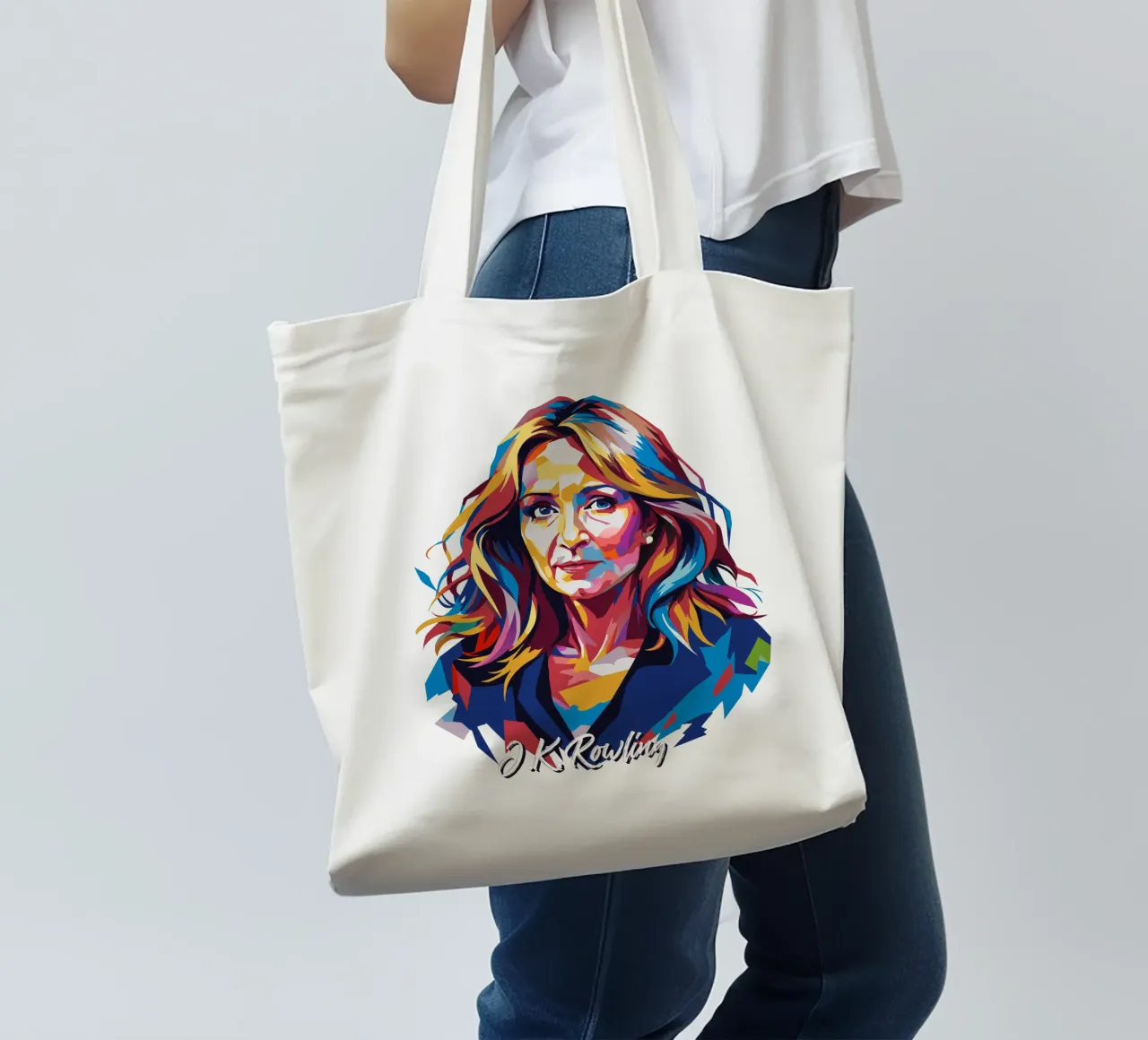 J.K. Rowling in WPAP Pop Art borsa in juta da vectorartnesia