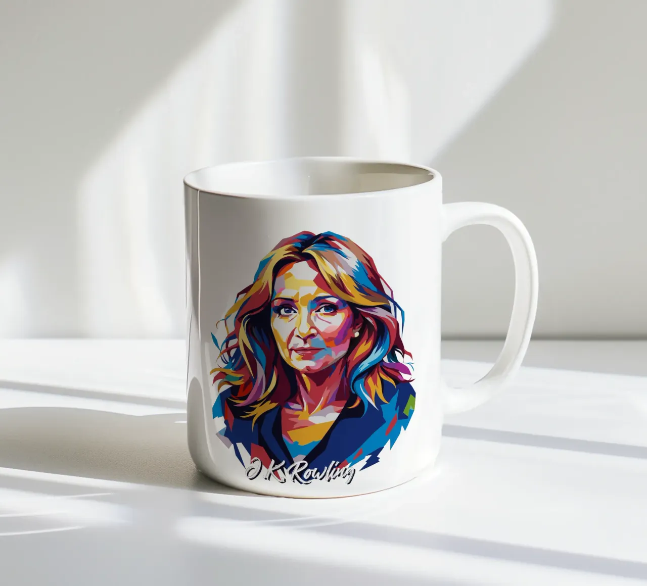 J.K. Rowling in WPAP Pop Art Keramik Tasse von vectorartnesia