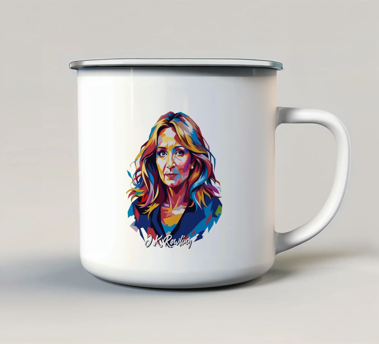 J.K. Rowling in WPAP Pop Art tazza in smalto da vectorartnesia