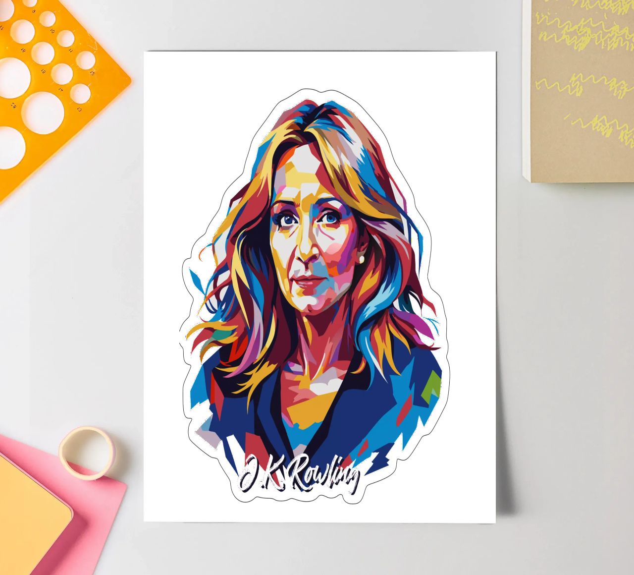 J.K. Rowling in WPAP Pop Art foglio adesivo da vectorartnesia