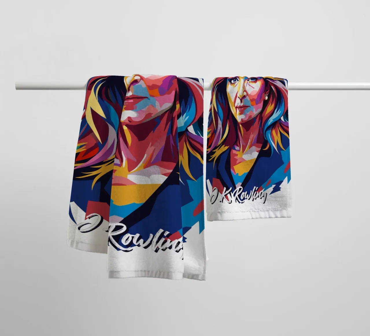 J.K. Rowling in WPAP Pop Art Handtuch von vectorartnesia