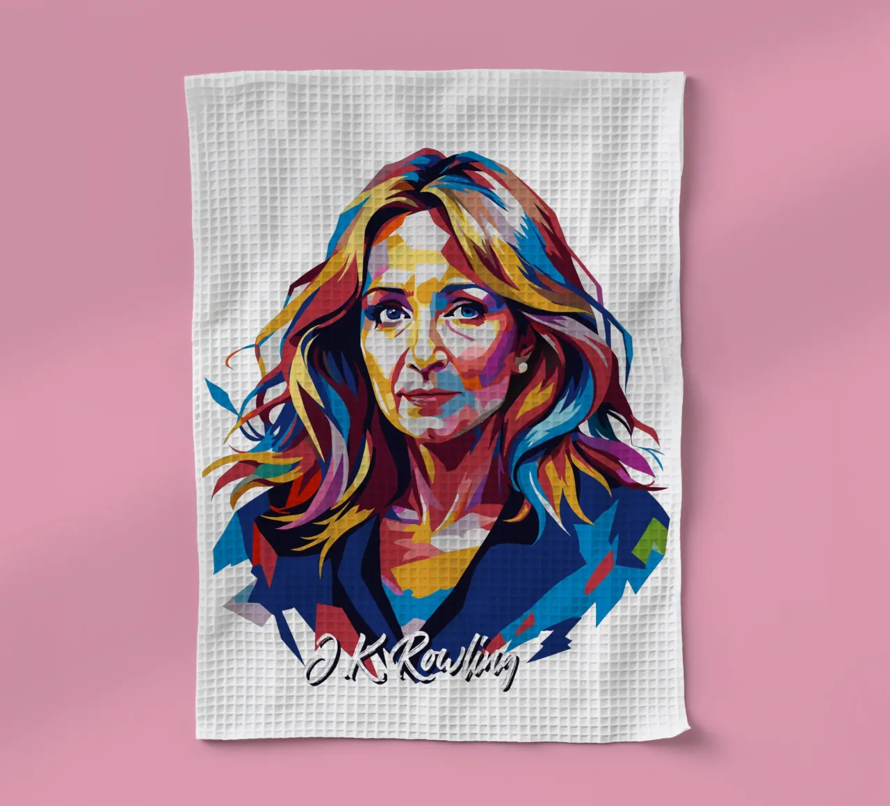 J.K. Rowling in WPAP Pop Art tea towel by vectorartnesia